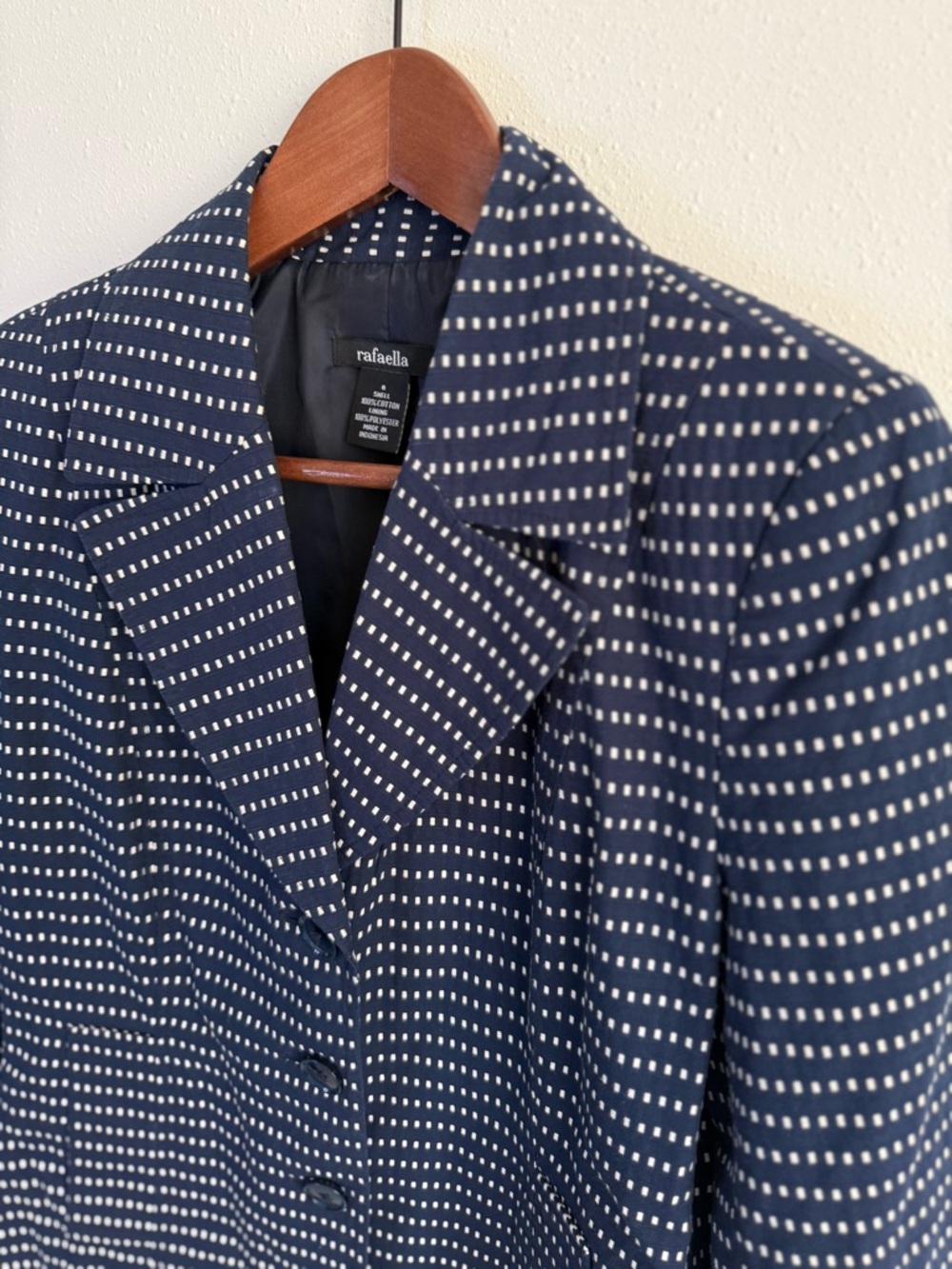 Rafaella Navy Patterned Blazer Women Size 8 Tailored Jacket Work Office - Picture 7 of 9